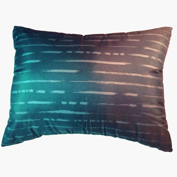 Small Blue White Throw Pillow Striped Rectangular - Picture 1 of 4